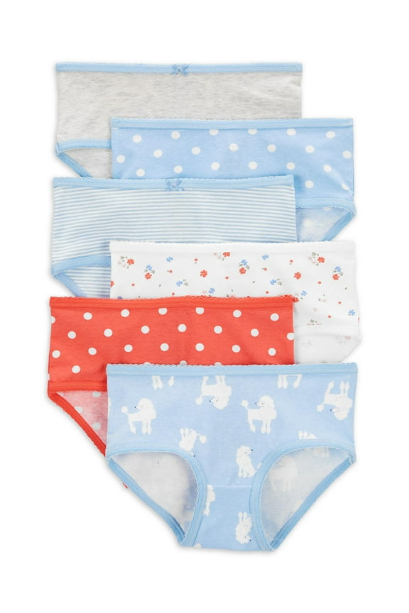 Toddler Girl Poodle Brief Underwear, 6-Pack, Sizes 4T-5T