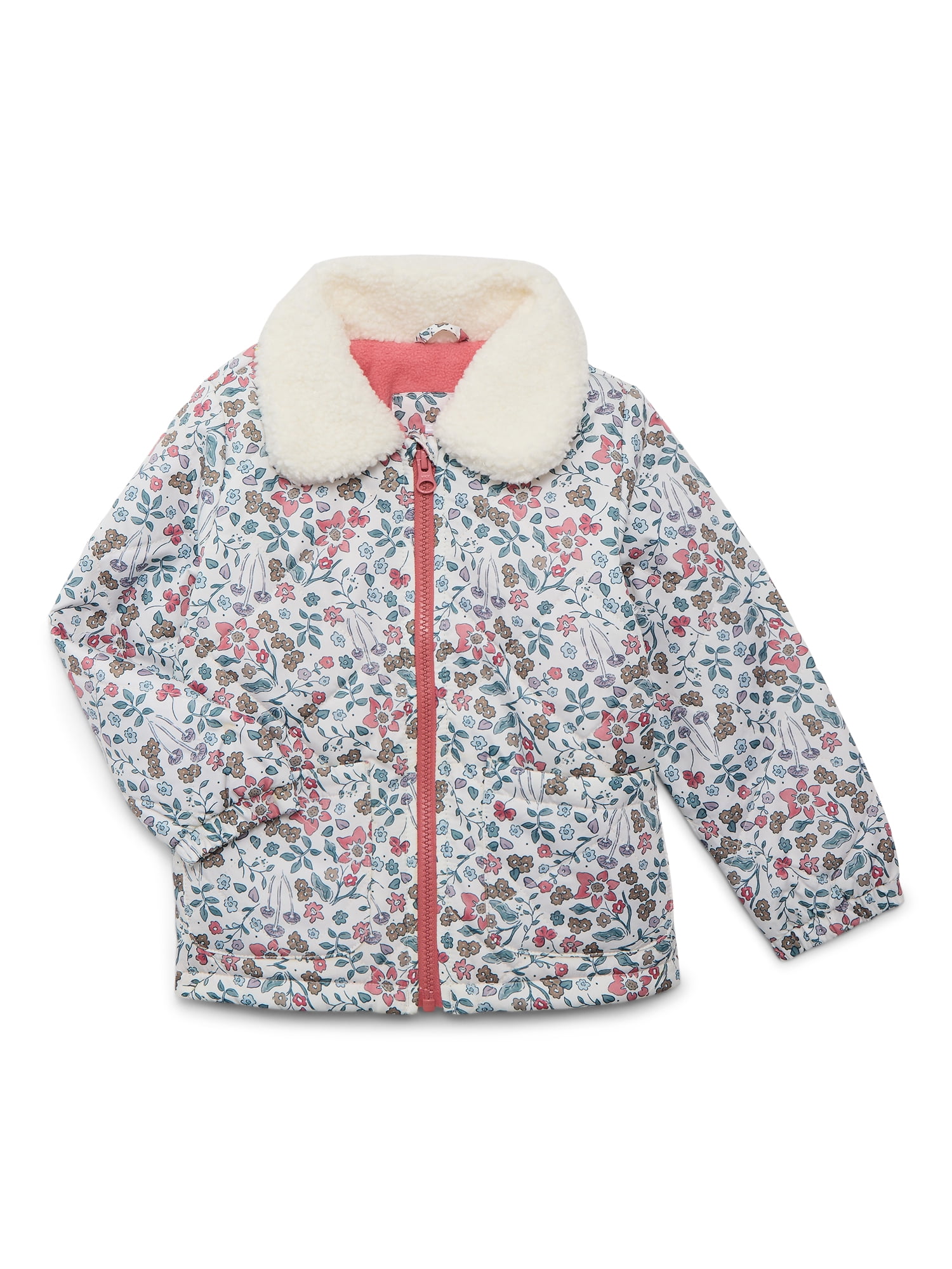 Carter’s Child of Mine Toddler Girl Quilted Jacket with Fleece Collar, Sizes 2T-5T