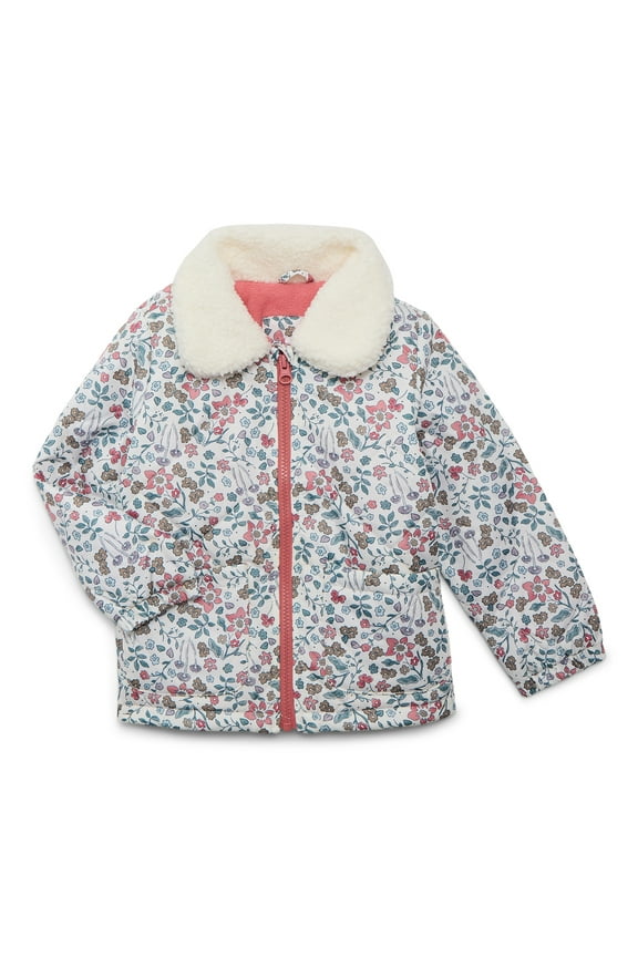 Carter’s Child of Mine Toddler Girl Quilted Jacket with Fleece Collar, Sizes 2T-5T