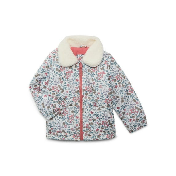 Carter’s Child of Mine Toddler Girl Quilted Jacket with Fleece Collar, Sizes 2T-5T