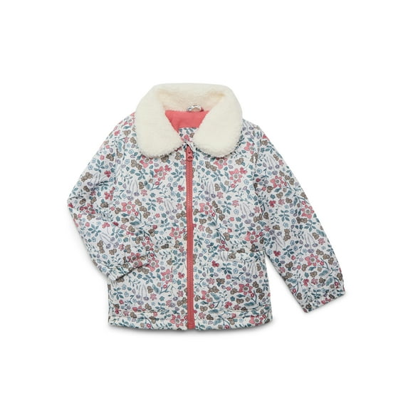 Carter’s Child of Mine Toddler Girl Quilted Jacket with Fleece Collar, Sizes 2T-5T