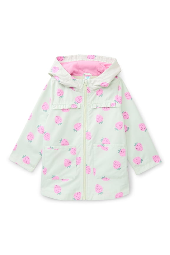 Toddler Girls' Print Rain Jacket with Hood, Sizes 12M-5T