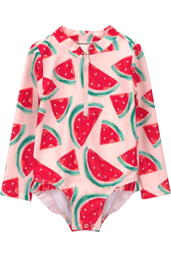 Toddler Girl Rash Guard Swimsuit, One-Piece, Sizes 12M-5T