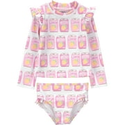 Toddler Girl Rash Guard Swimsuit Set, 2-Piece, Sizes 12M-5T