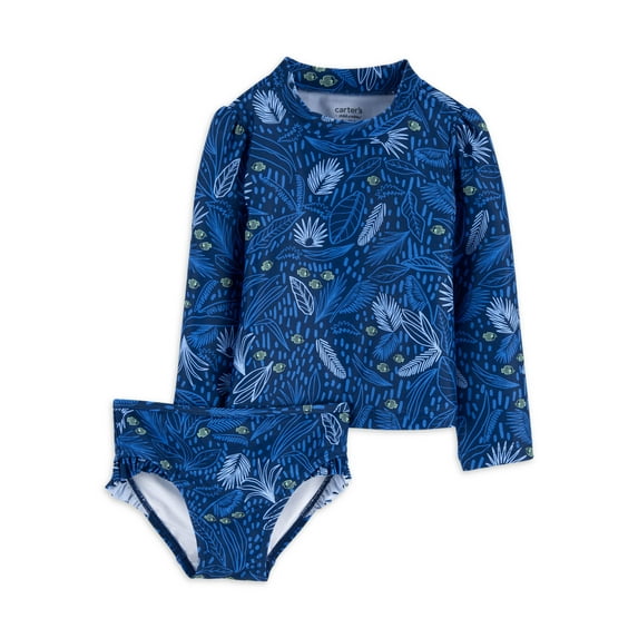 Carter's Child of Mine Toddler Girl Rash Guard Swimsuit Set, 2-pcs, 12M-5T, Blue