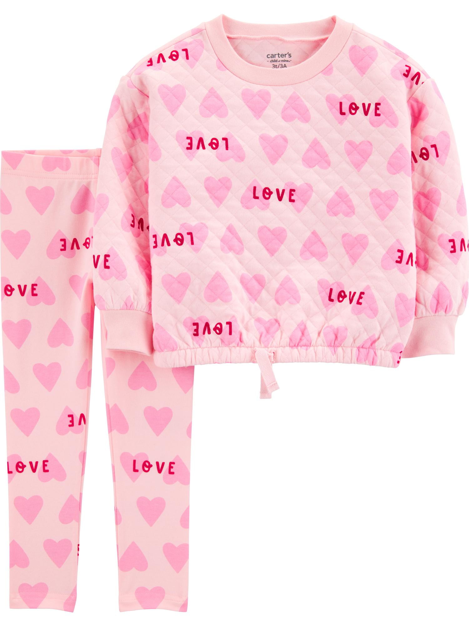 Aalizzwell Toddler Girls Valentine's Day Outfit - Patchwork Tunic & Leggings Set For Holidays & Special Occasions