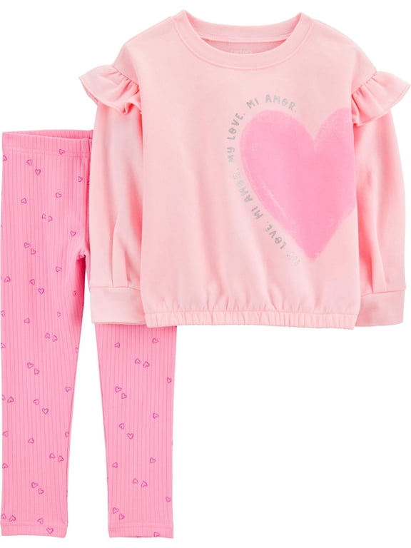 Baby and Toddler Girl Valentine's Day Outfit Set, 2-Piece, Sizes 12M-5T