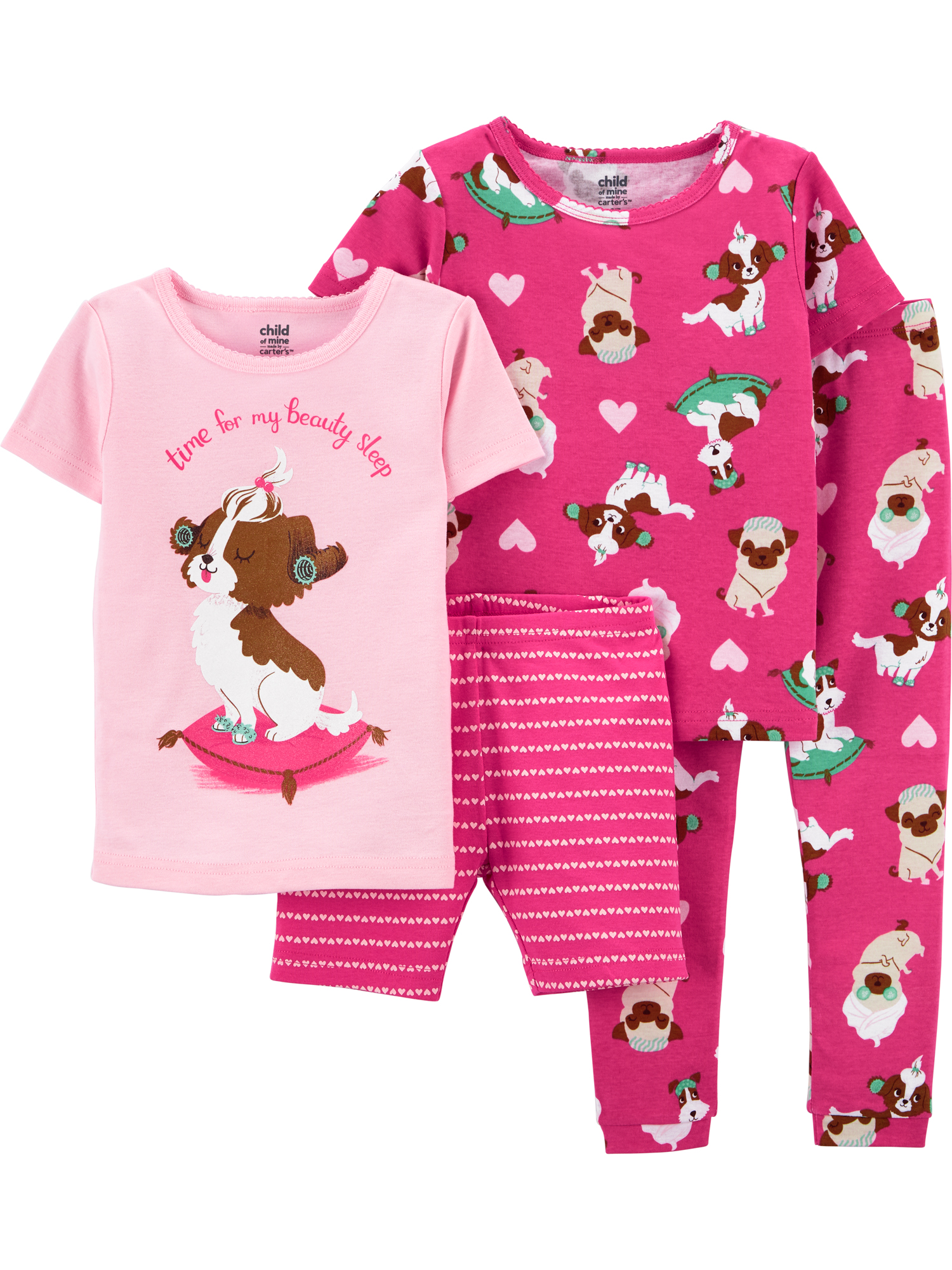 Carter's Child of Mine Toddler Girls Cat Cotton Pajamas, 4 Piece Set (2T-5T) - image 1 of 4