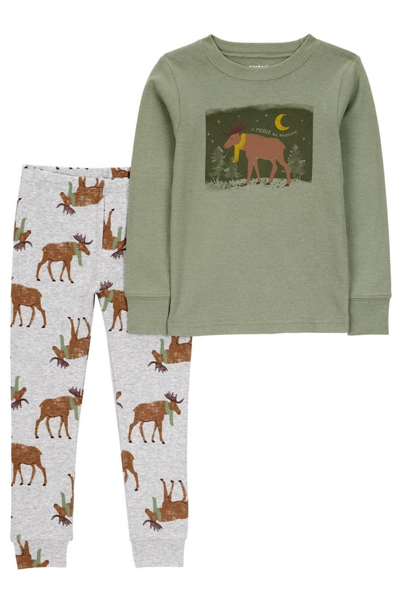 Toddler Boys or Girls Long Sleeve Top and Pants Pajama Set, 2-Piece, Sizes 12M-5T