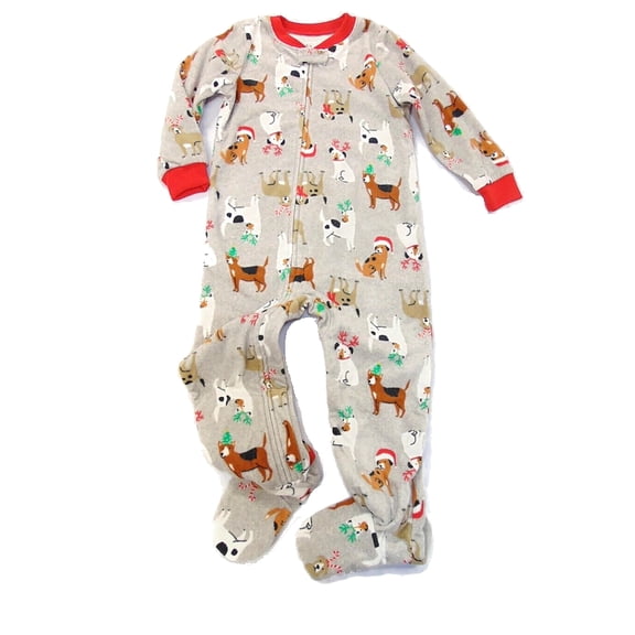 Carter's Christmas Dog, Puppy Print Fleece Footed Pajama Sleeper, Size 3T