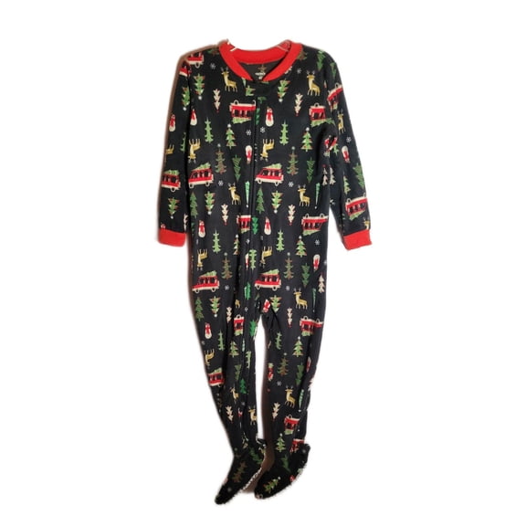 Carter's Christmas Tree, Snowman, Reindeer Fleece Footed Pajama Sleeper (4T)