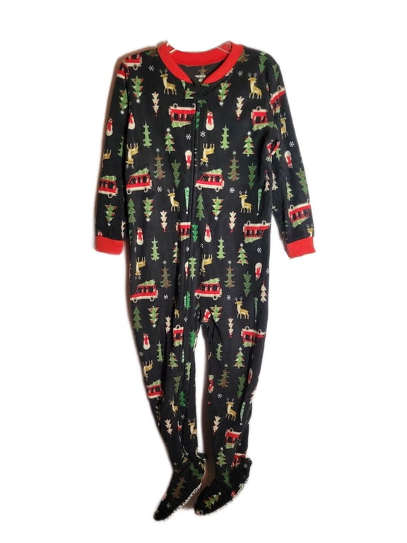 Christmas Tree, Snowman, Reindeer Fleece Footed Pajama Sleeper (4T)