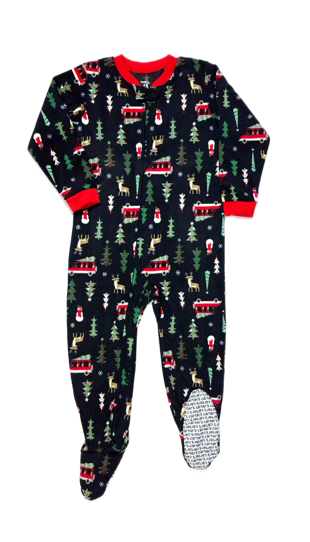 Carter's Christmas Tree, Snowman, Reindeer Fleece Footed Pajama