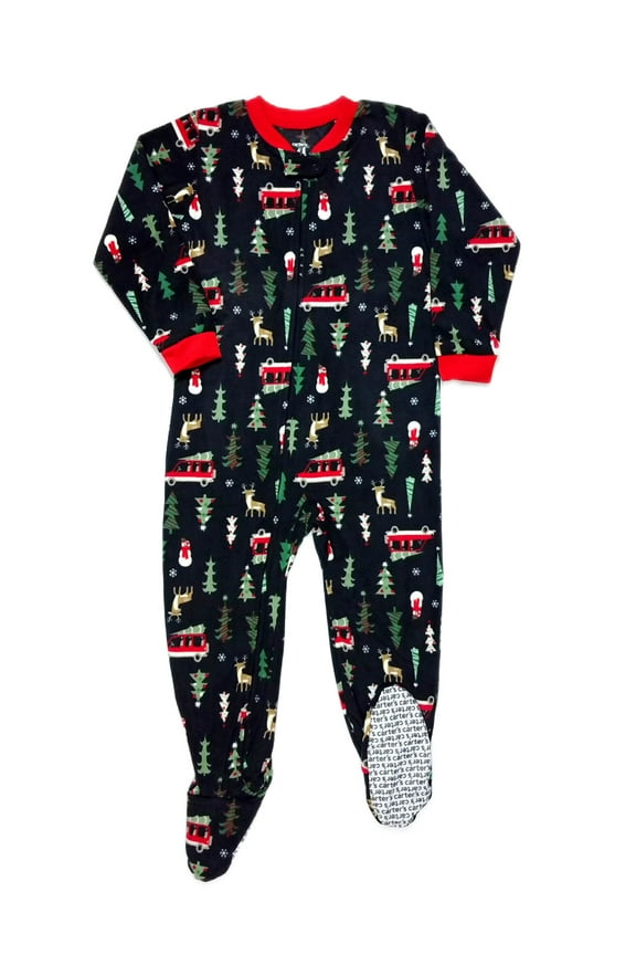 Christmas Tree, Snowman, Reindeer Fleece Footed Pajama Sleeper (Size 5T)