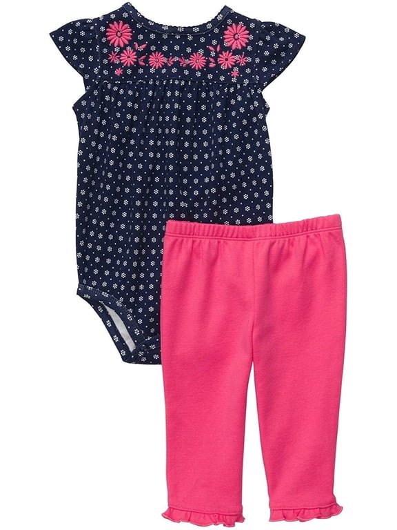 Cute & Comfy Set - Navy/Pink Embroidery-NB
