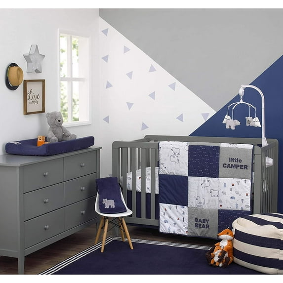 Carter's Explore Baby Bear 4 Piece Crib Bedding Set - Comforter, Cotton Crib Sheet, Dust Ruffle, Changing Pad Cover