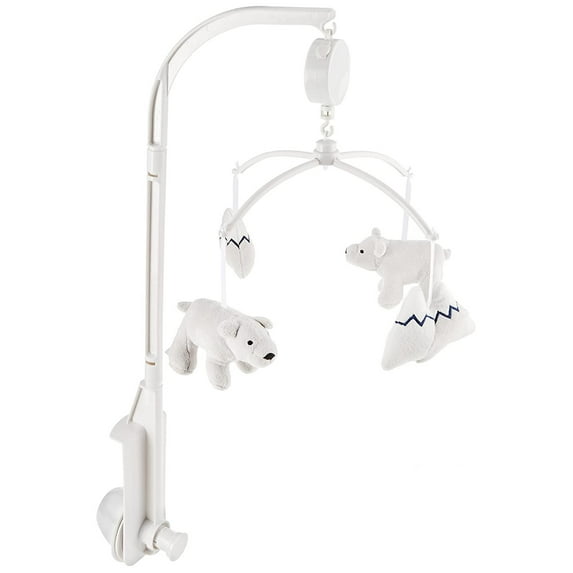 Carter's Explore Baby Bear Musical Mobile with Bears & Snow Capped Mountains, Grey, White,