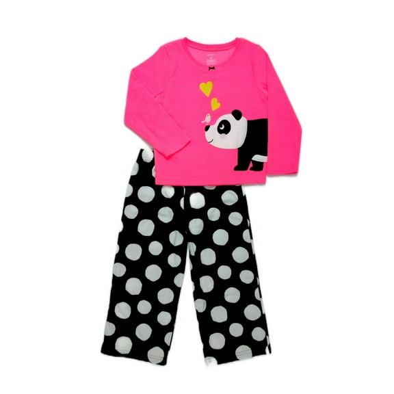 Carter's Girl's Fleece Pink Panda Love Polka Dot Pajama Set, Size 4