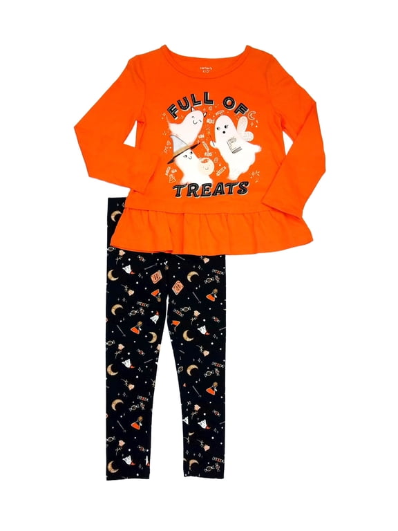 Girl's 'Full of Treats' Halloween Ghosts Tunic and Leggings Set, Size 4