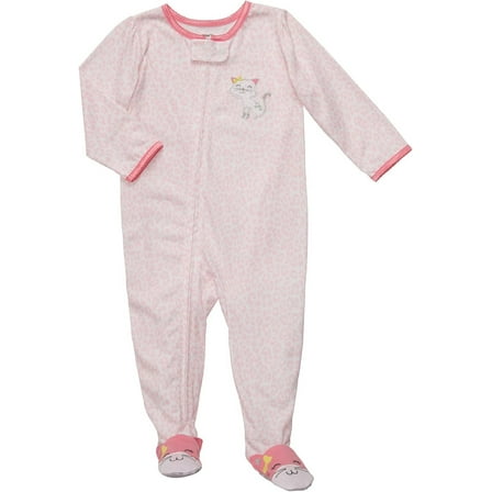 Carter's Girl's Pink Kitty Cheetah Polyester Footed Pajama Sleeper, Size 4T