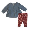 thumbnail image 1 of Carter's Girls 2-Piece Long Sleeve & Pant Playwear Set (Chambray/Floral, 5T), 1 of 1
