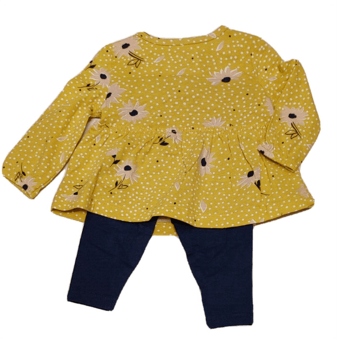 Nautinati Cotton White Top And Floral Green Leggings Set For Infant Girls