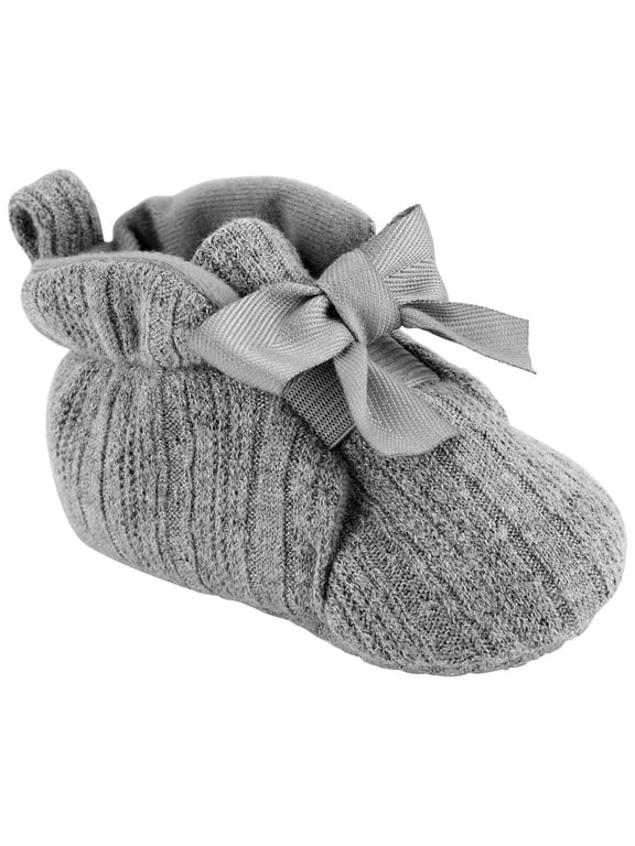 Girls' Cable Bootie Baby Shoes Grey 18-24 Months