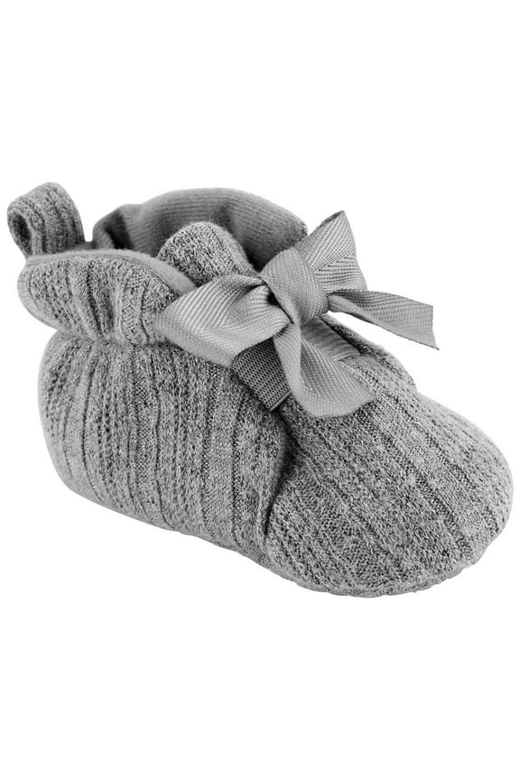Girls' Cable Bootie Baby Shoes Grey 18-24 Months