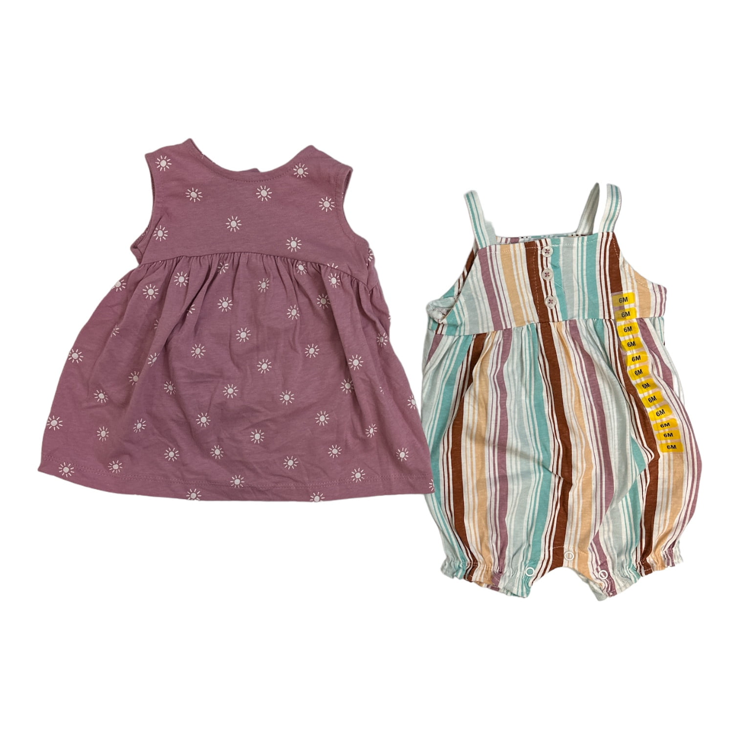 Carter's Girls Toddler 2 Piece Cotton Bodysuit Dress Set (Pink/Blue, 3M) 