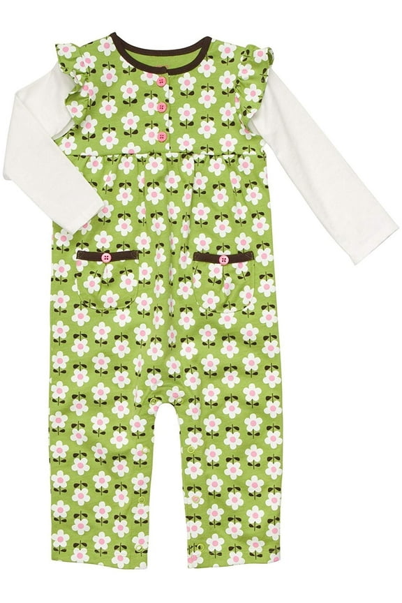 Infant Long Sleeve One Piece Coverall - Pretty Daisies-3 Months