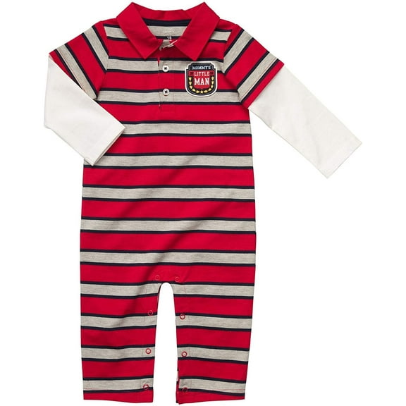 Carter's Infant Long Sleeve One Piece Polo Coverall - Mommy's Little Man-3 Months