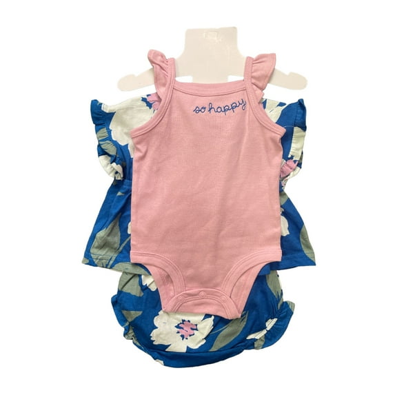 Carter's Infant/Toddler Girl's 2 Piece Dress and Romper Outfit Set (So Happy Blue, 12M)