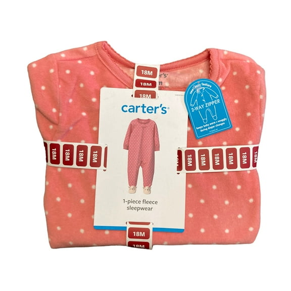 Carter's Infant/Toddler Girl's Long Sleeve Fleece 2Way Full Zip Footie Sleepwear