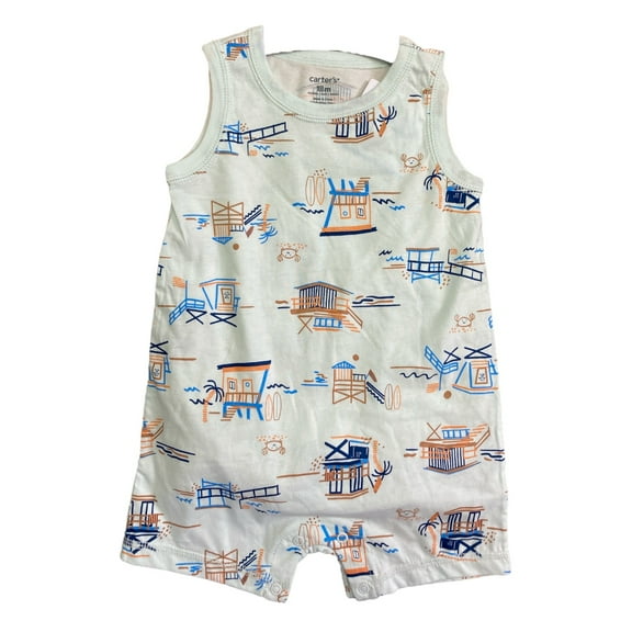 Carter's Infant and Toddler Boy's 2 Piece Short Sleeve Romper Playwear Set (Lifeguard On Duty, 6-9M)