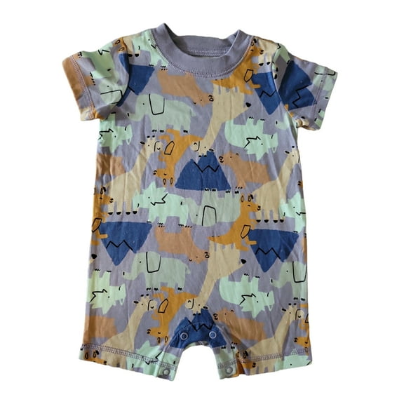 Carter's Infant and Toddler Boy's 2 Piece Short Sleeve Romper Playwear Set (Zoo Animals, 18M)
