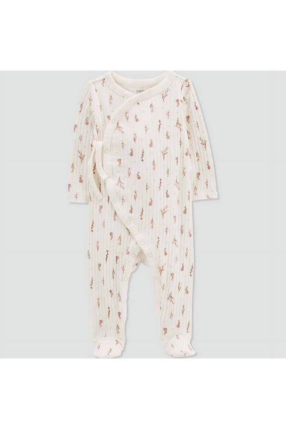 Just One You Baby Girls' Floral One Piece Jumpsuit - Oatmeal Heather- (9 Months)