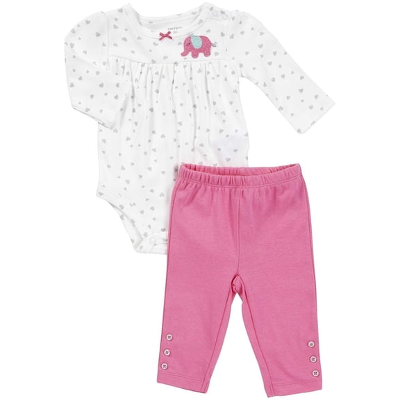 Carter's L/S Hearts Bodysuit Set - Ivory-NB
