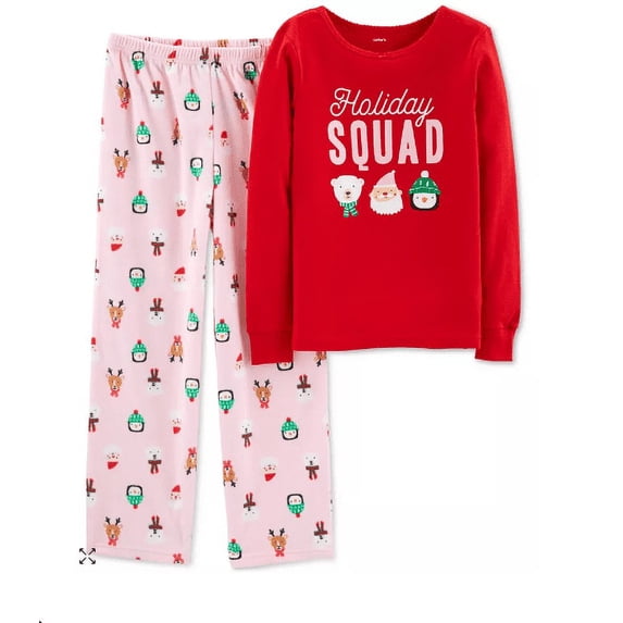 Carter's Little & Big Girls 2-Pc. Holiday Squad Pajama Set 5T