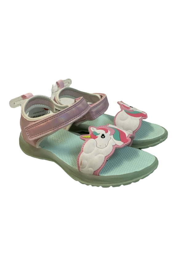 Little Girl's Light Up Outsole Adjustable Strap Sandals (Pink, 5)