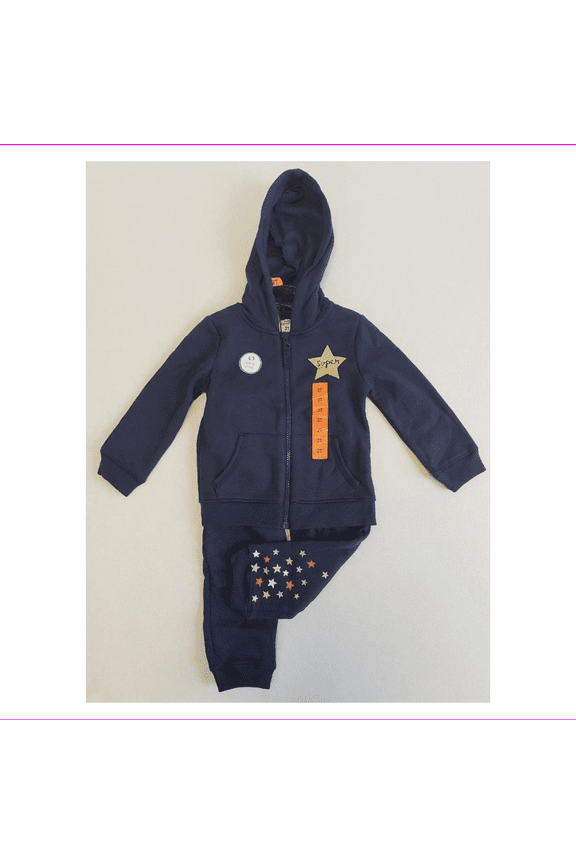 Little Girls' Fleece Hoodie and Pants 2-Piece Set Super Star Navy, 4T