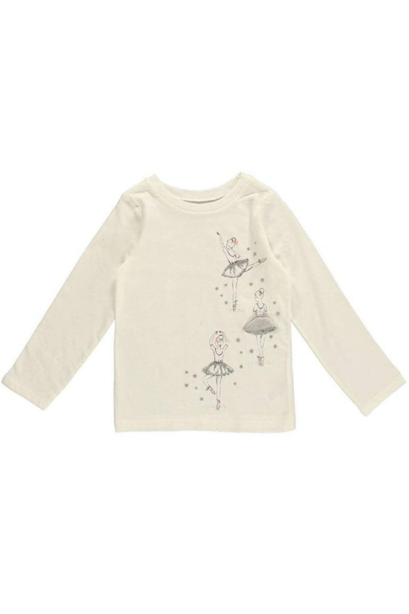 Little Girls Long Sleeve Shirt White Ballerina 4