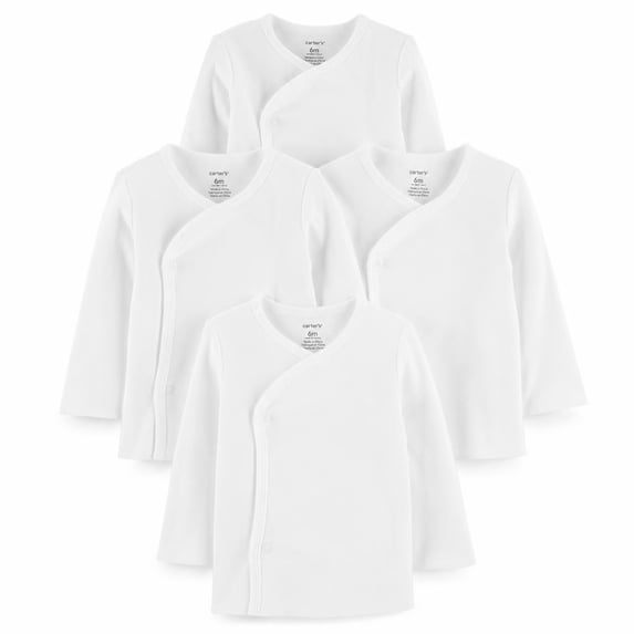 Carter's Long Sleeve Side Snap Shirts. 4 Pack, Size: 6m