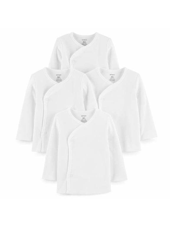 Long Sleeve Side Snap Shirts. 4 Pack, Size: 6m