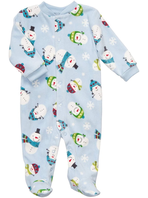 Micro Fleece Snap - Blue Snowman Newborn