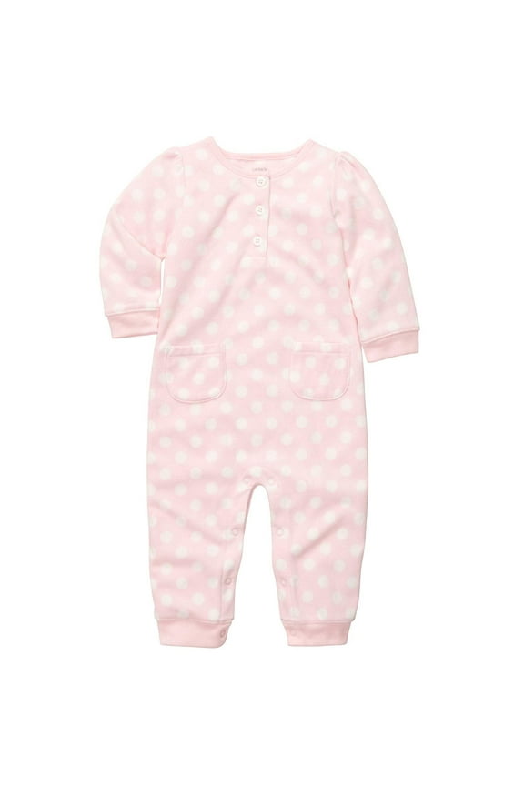Microfleece Jumpsuit - Pink Dot- 18 Months