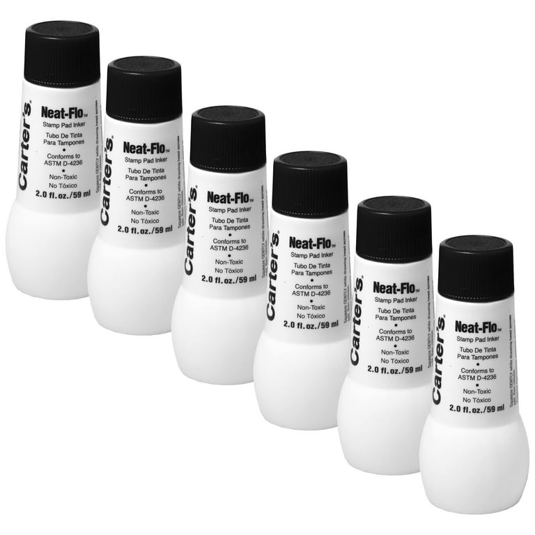 Carter's Neat-Flo Black Ink Refill for Re-Inkable Stamp Pads, 2 oz Bottle,  6-Pack (22348) 