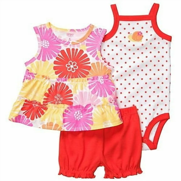Carter's Oh-So-Fun 3-Piece Set - Flowers & Polka Dots-3 Months