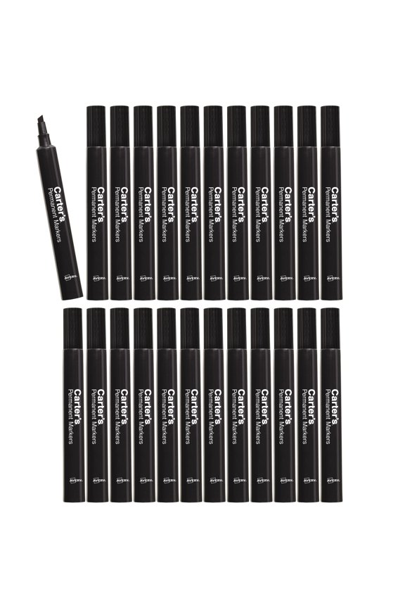 Permanent Markers, Chisel Tip, Large Desk-Style Size, 12 per Pack, 2 Packs, 24 Black Markers Total (50216)