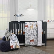 Carters Safari Party 4 Piece Crib Bedding Set - Comforter, Fitted Sheet, Dust Ruffle & Baby Blanket