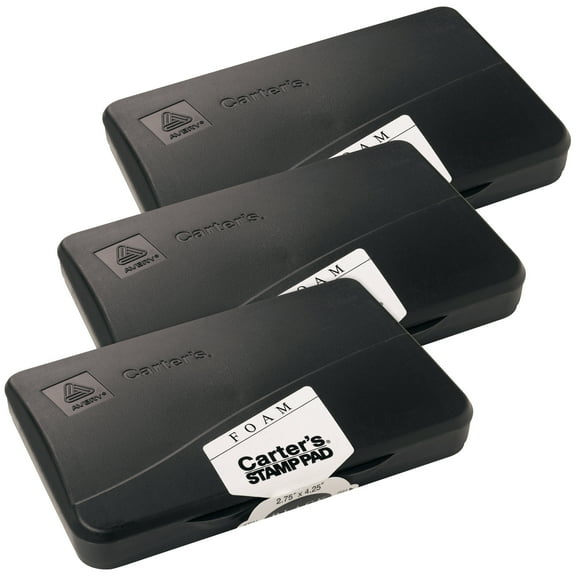 Carter's Foam Stamp Pad, Black Ink, 3 Packs (50225)
